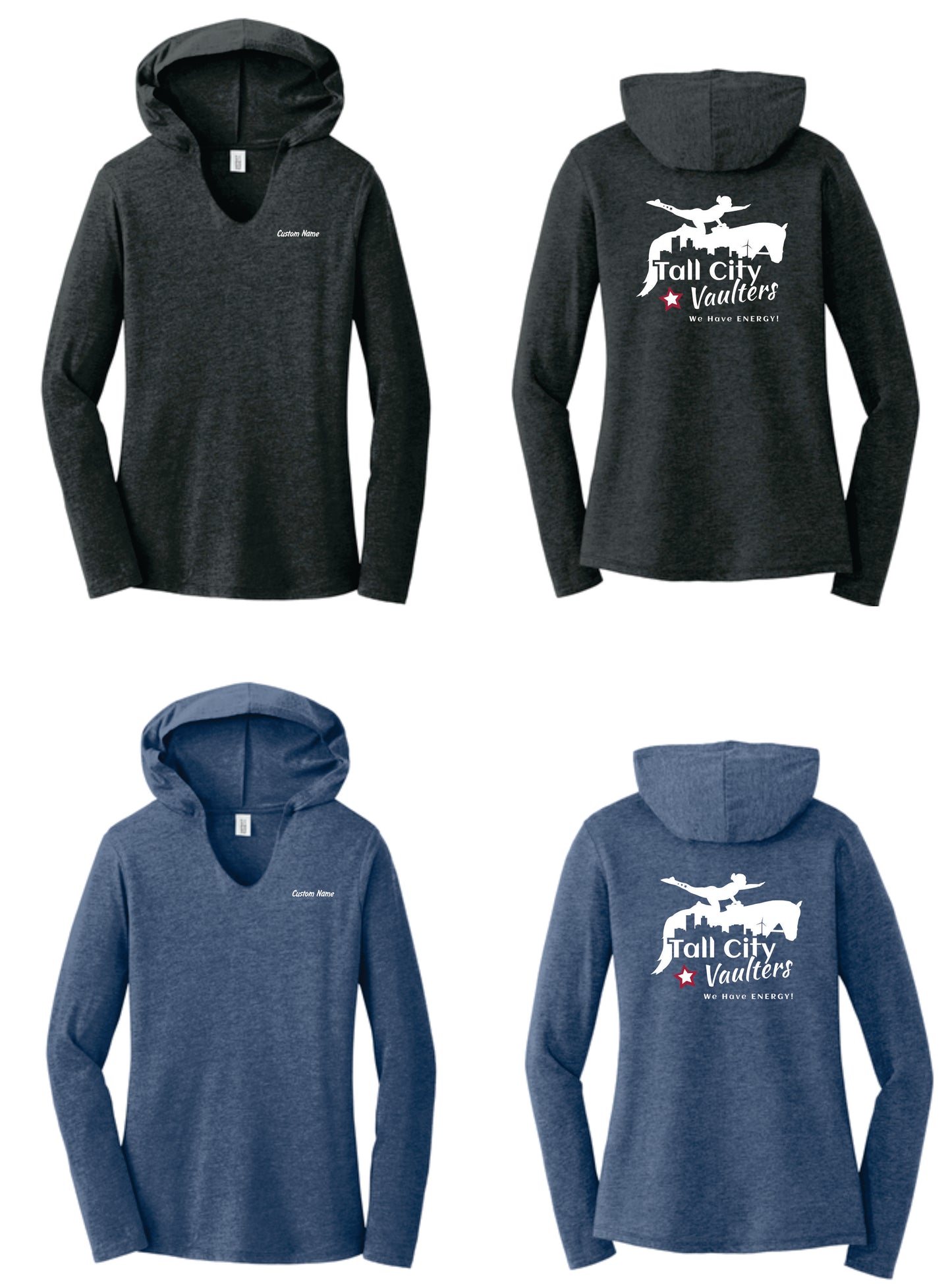 Tall City Vaulters Women's Specialty Lightweight Hooded Shirt, Custom Name INCLUDED