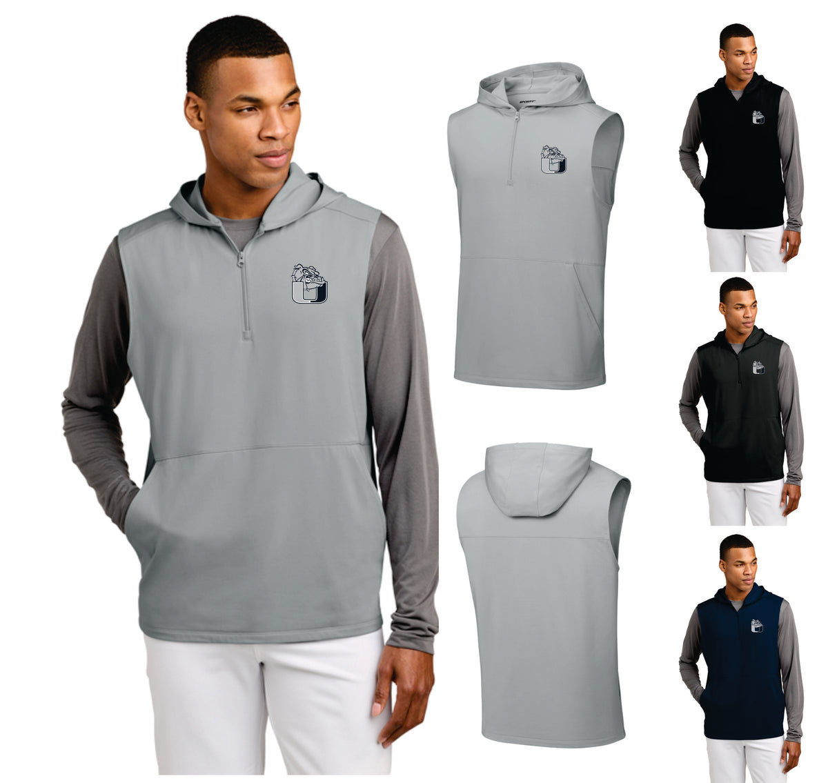University Logo Sport-Tek® Sport-Wick® Stretch Sleeveless Hooded 1/4-Zip (ST858)
