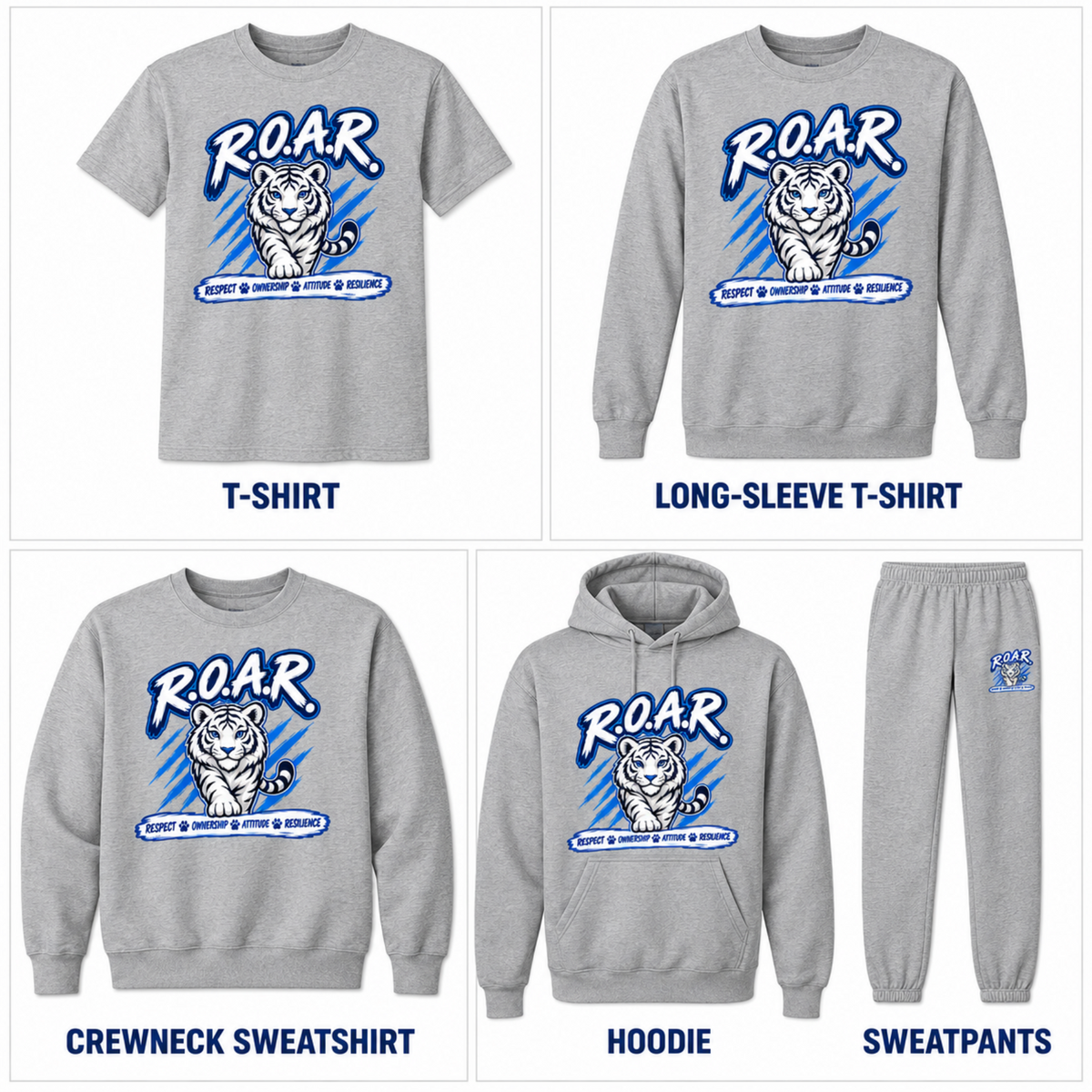 B F Kitchen Elementary R.O.A.R Logo on Athletic Heather Items