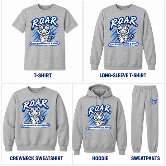 B F Kitchen Elementary R.O.A.R Logo on Athletic Heather Items