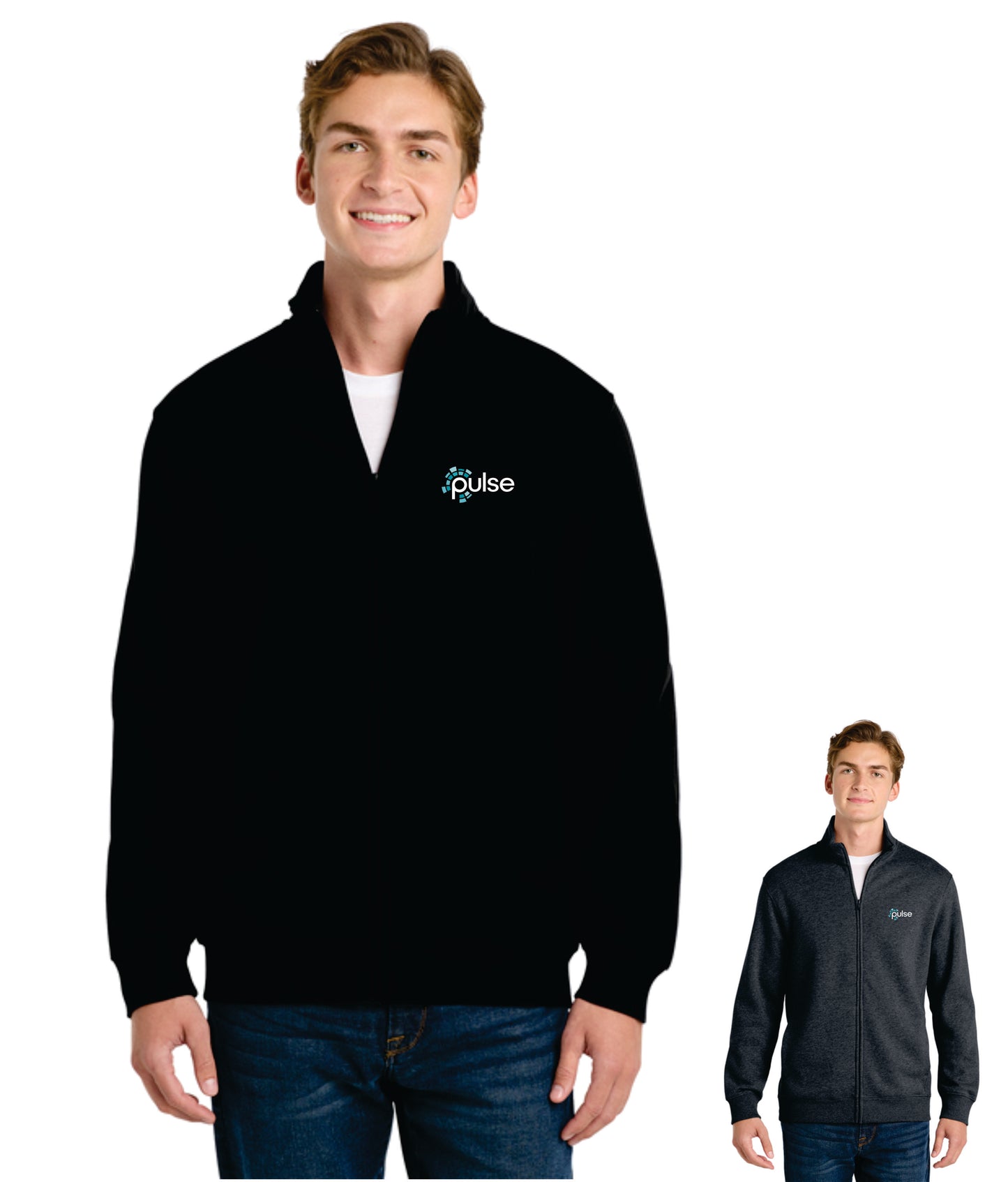 Pulse Unisex Full-Zip Sweatshirt Cotton/Polyester Blend No Hood (ST259)