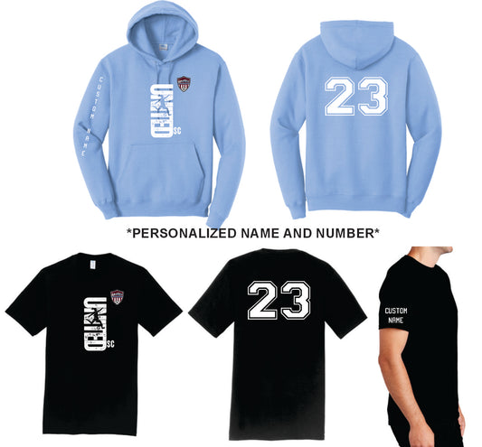 United Soccer PERSONALIZED Running Kicking Girl Logo Apparel