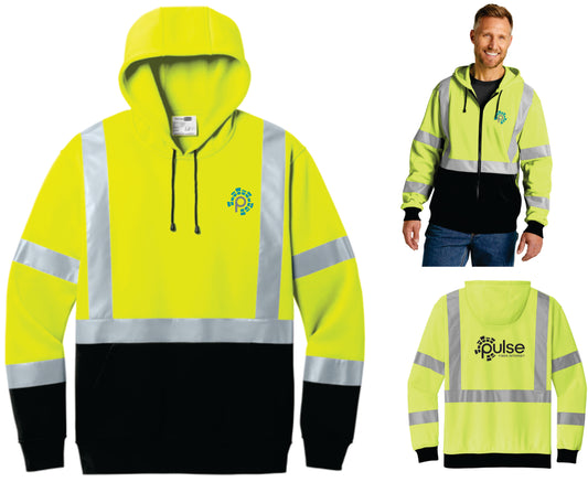 Pulse Unisex Safety Yellow CornerStone® ANSI 107 Class 3 Heavy-Duty Hoodie (Pullover or Full-Zip Options Available)