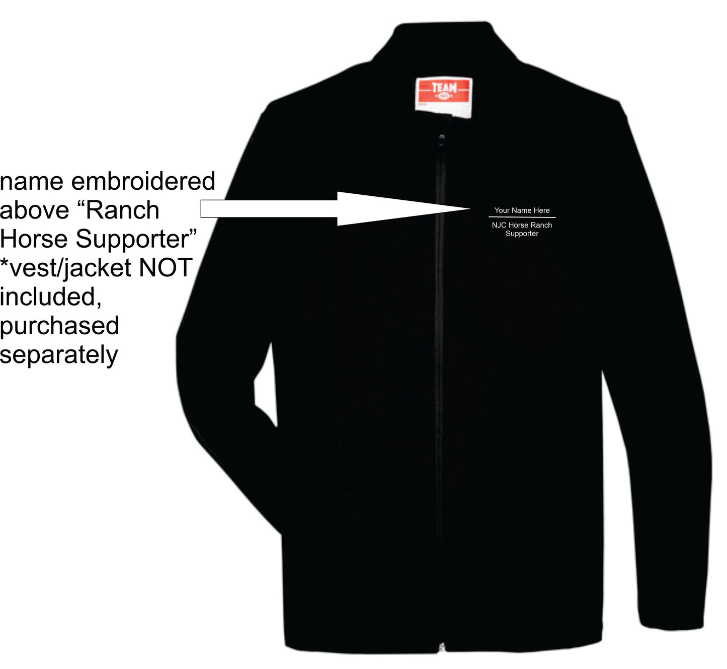 Add embroidered name on vest or jacket